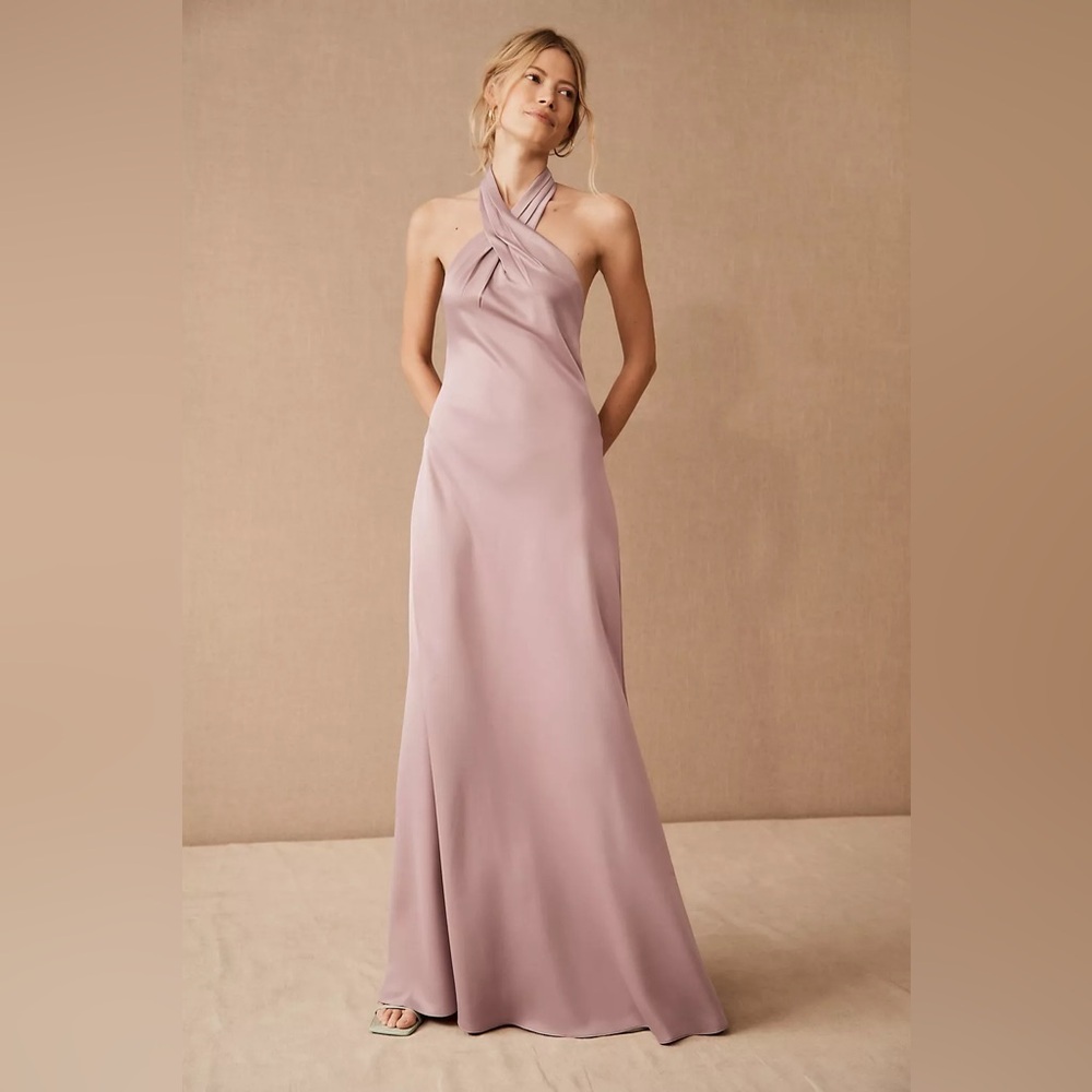 Bhldn Ruby Twist Halter Satin Gown - image 2